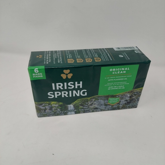 Irish Spring Deodorant Soap Bar Original Clean with Flaxseed Oil 6 Pack - Picture 8 of 8